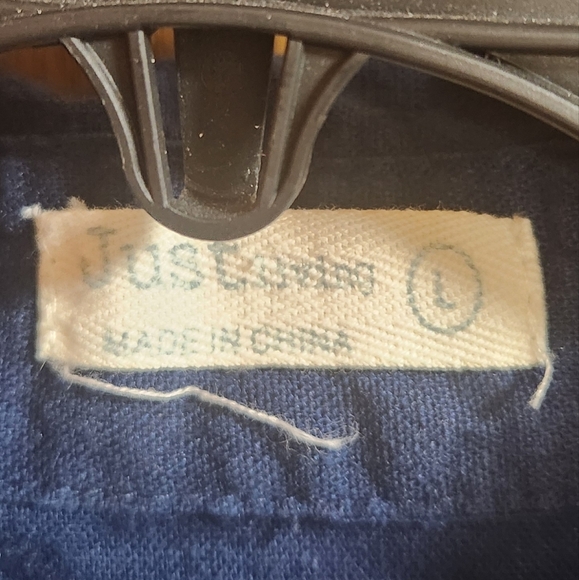 Blue Button-Up Linen Blend Shirt Dress - Picture 5 of 6